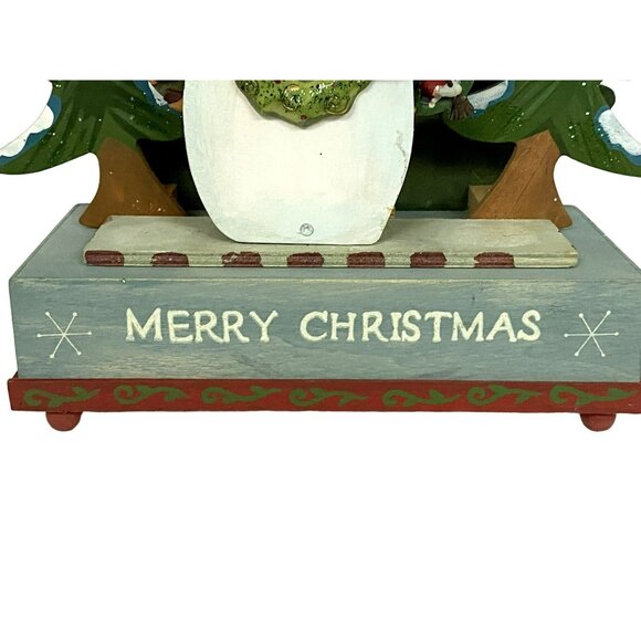 Ferris Wheel Music Box  Snowman Christmas Working We Wish You a Merry Xmas Wood - Picture 2 of 7